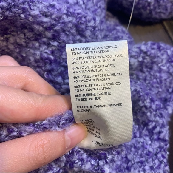 NWT Free People Grape Hyacinth BFF Cowl Neck Knit Sweater Medium - Picture 12 of 12